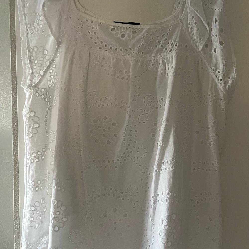 Title: White Eyelet Shirt - Sanctuary XL (New Without Tags) - Picture 2 of 3